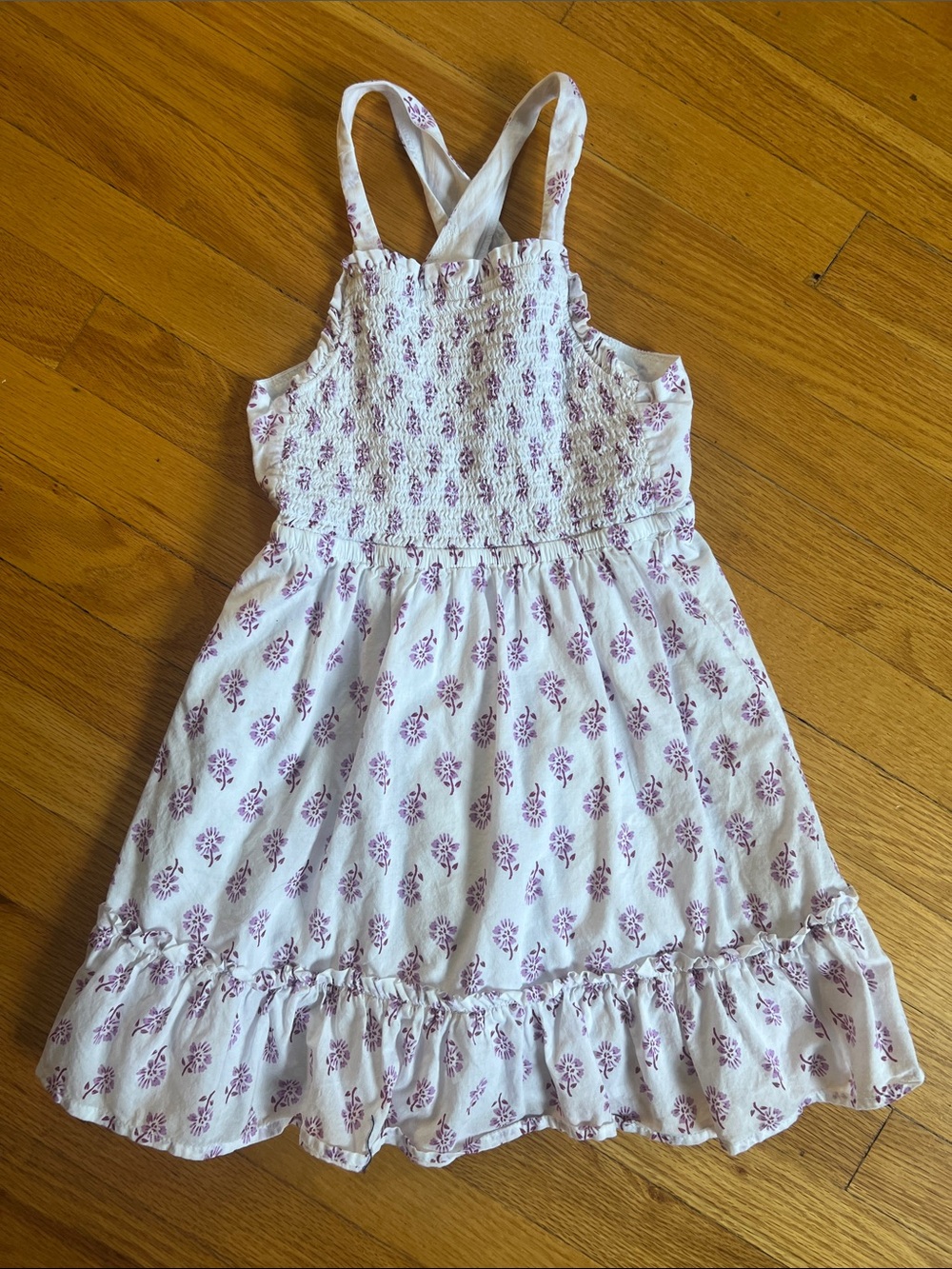 J. Crew White Dress with Lavender Floral Print